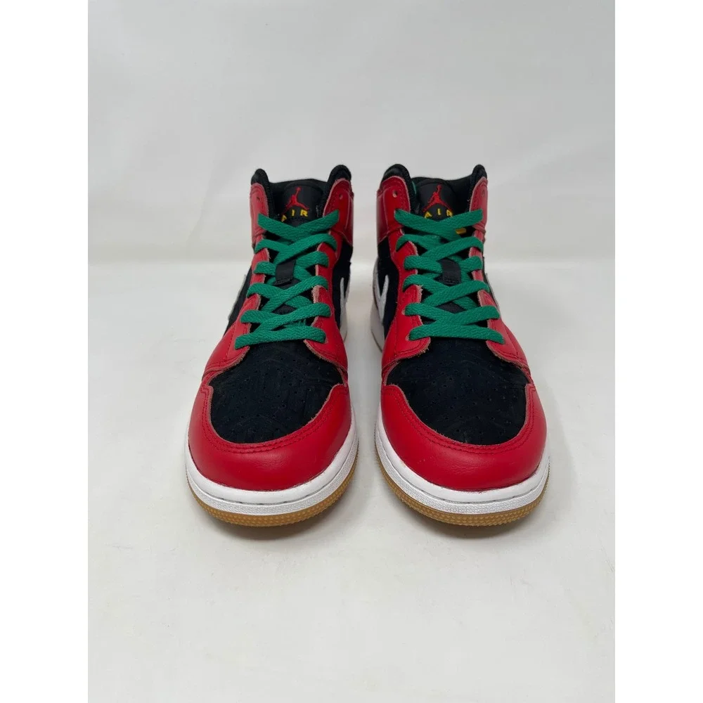Nike Air Jordan 1 Mid SE GS Christmas Red Black Green DQ8418-006 Kids Size 6Y